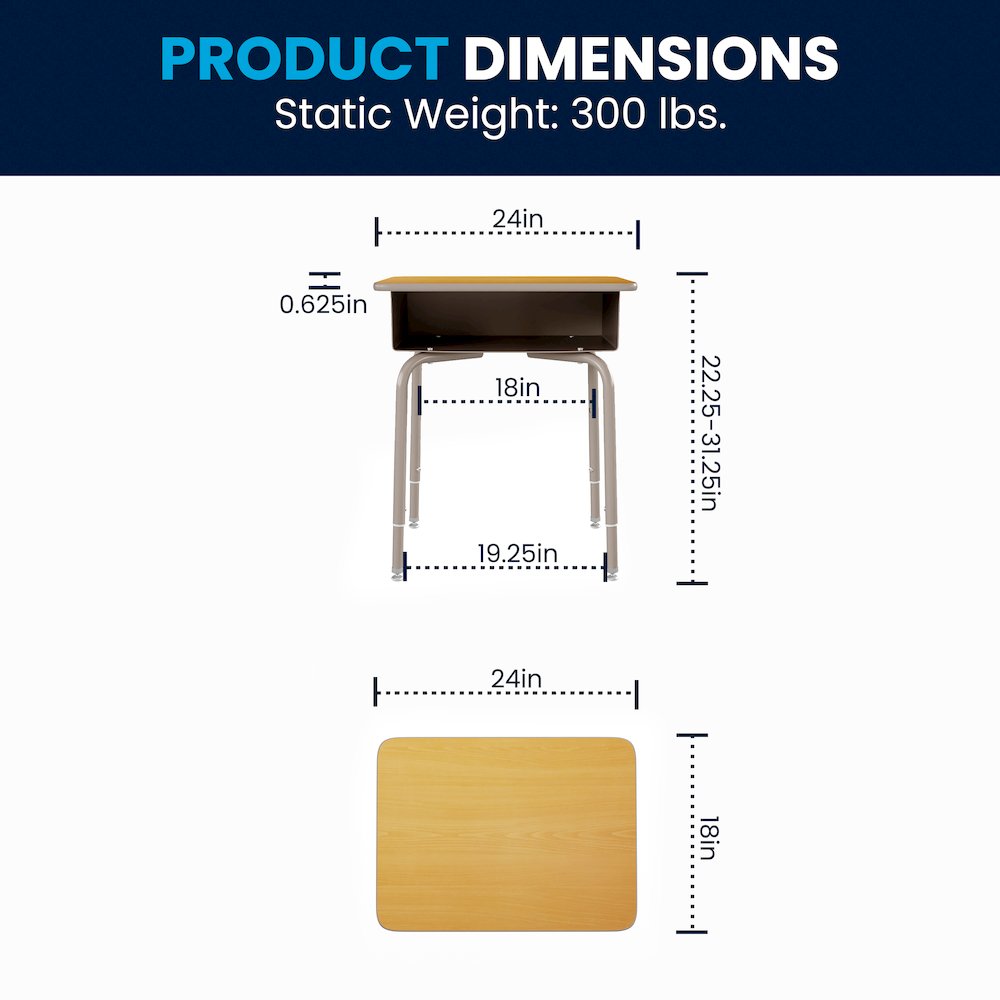 Student Desk – Open Book Box for Elementary – High School Grade Students