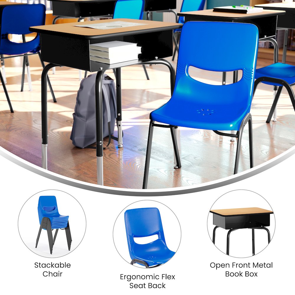 Desk with Open Front Metal Book Box