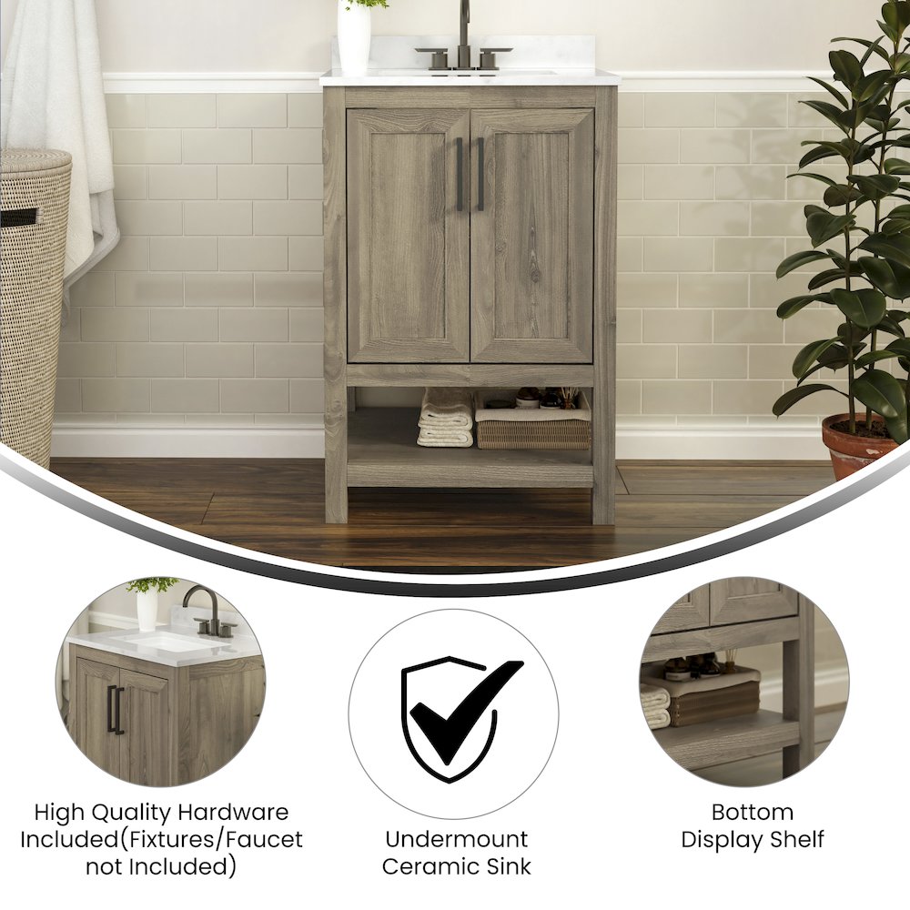 24 Inch Contemporary Bathroom Vanity with Sink Combo