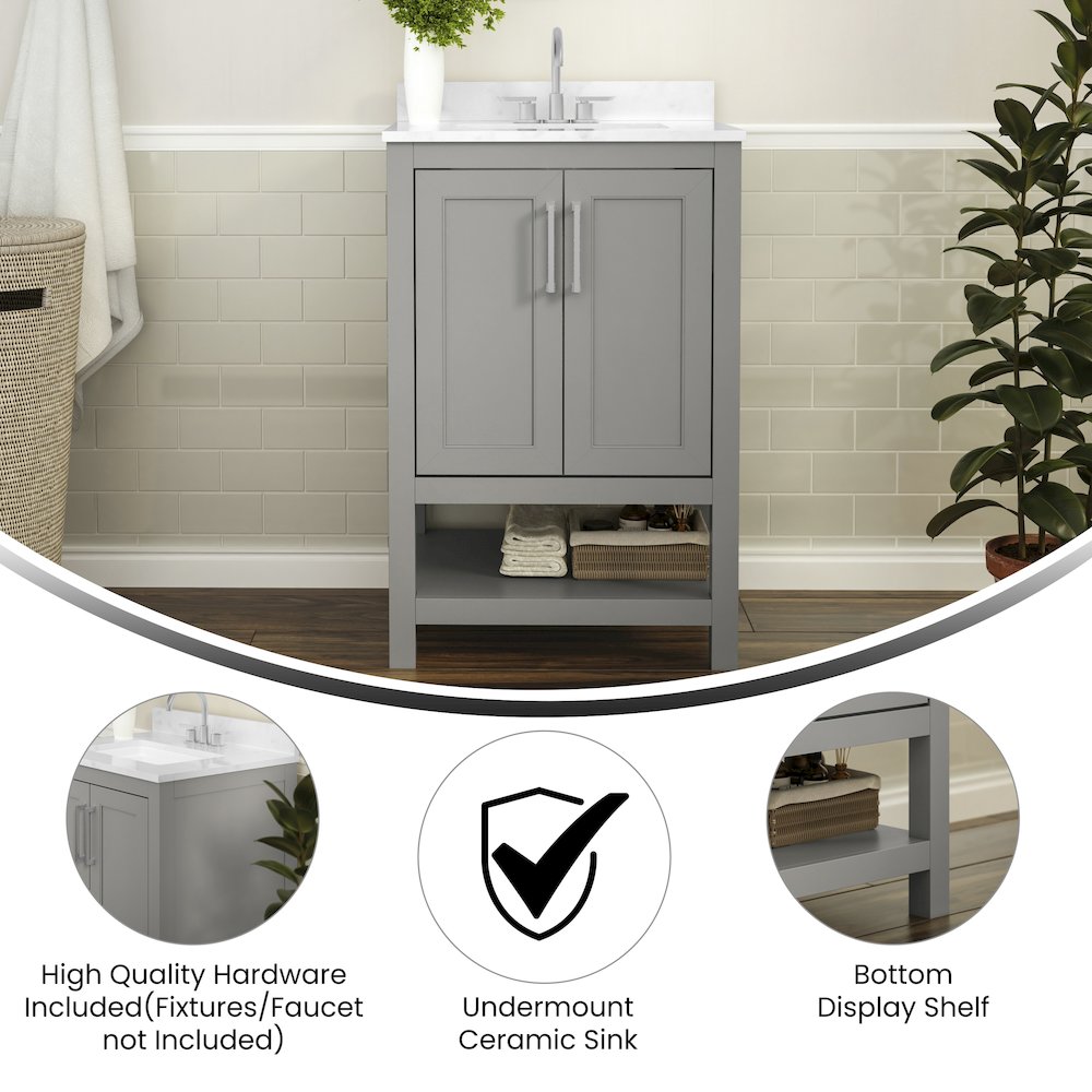 24 Inch Contemporary Bathroom Vanity with Sink Combo