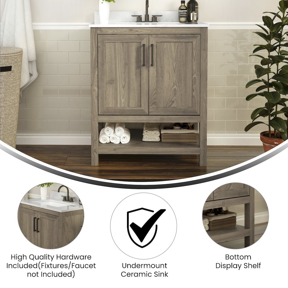 30 Inch Contemporary Bathroom Vanity with Sink Combo