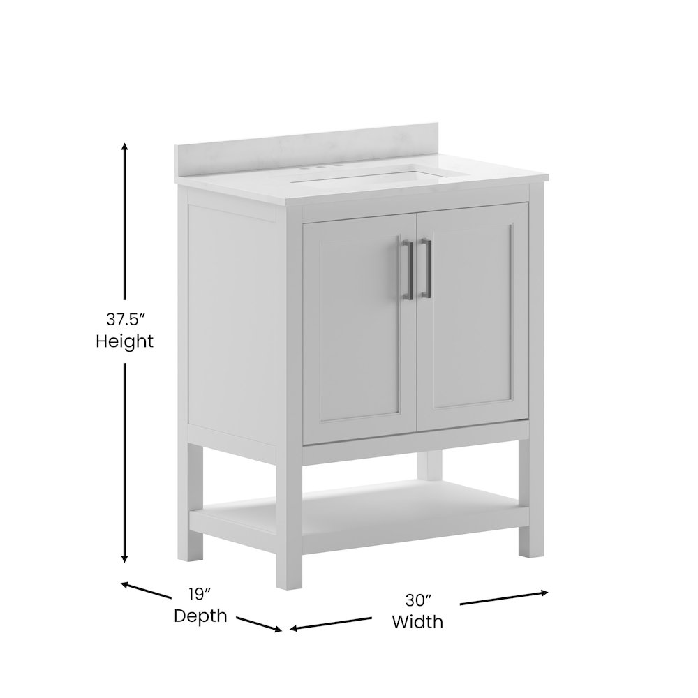 30 Inch Contemporary Bathroom Vanity with Sink Combo