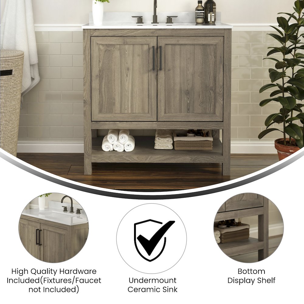 36 Inch Contemporary Bathroom Vanity with Sink Combo