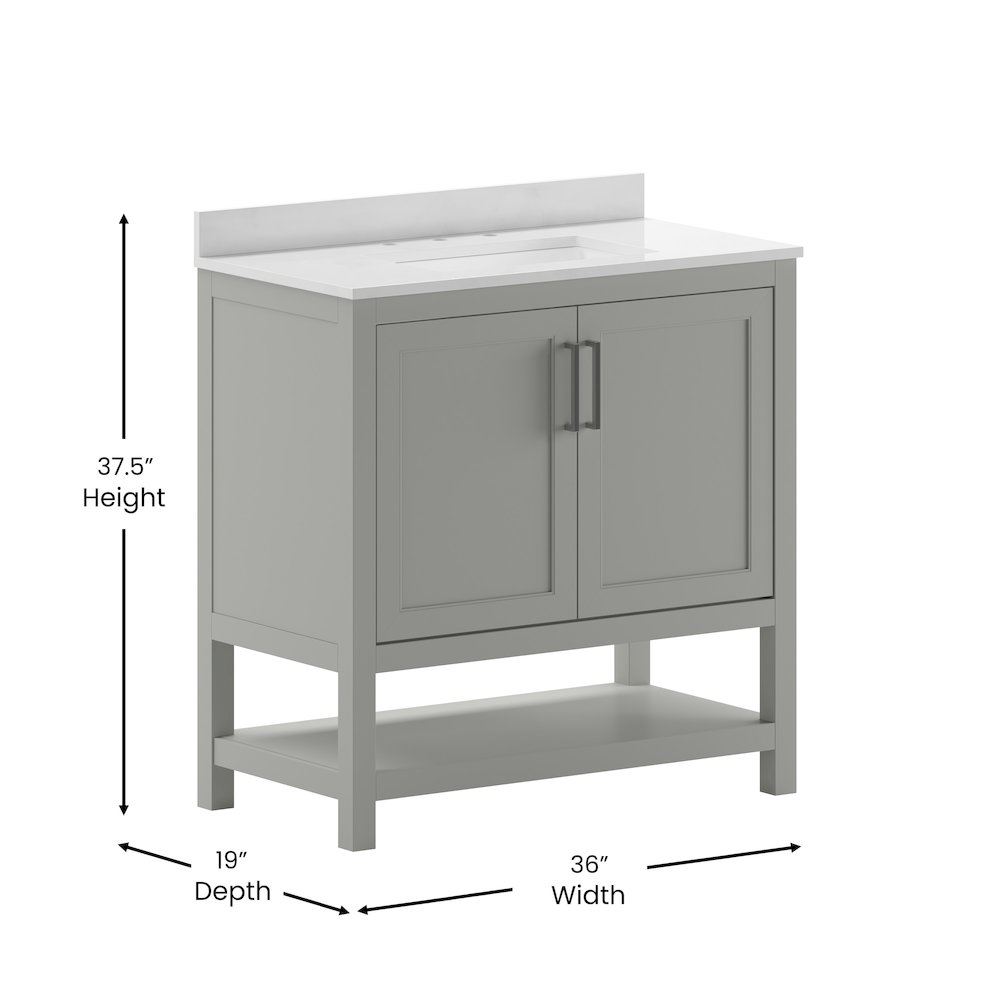 36 Inch Contemporary Bathroom Vanity with Sink Combo