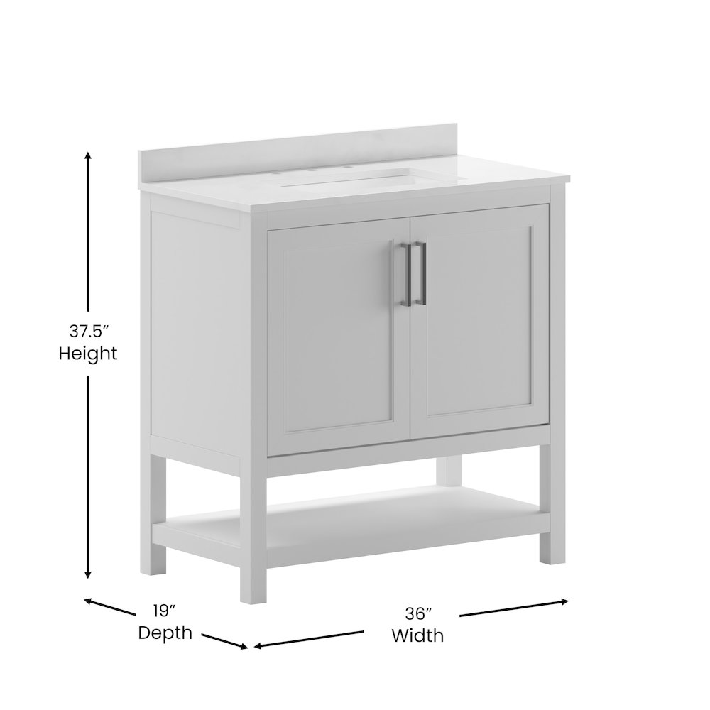 36 Inch Contemporary Bathroom Vanity with Sink Combo