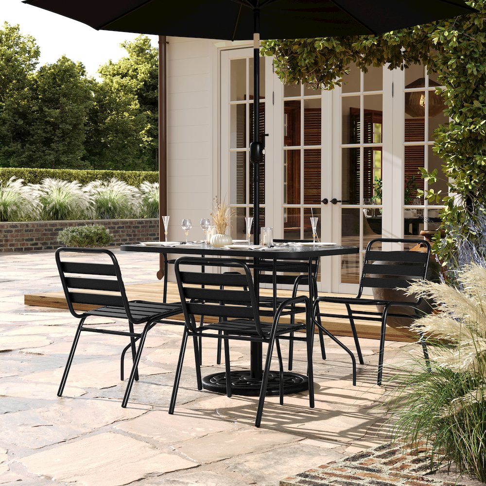 Commercial Grade Outdoor Patio Dining Set With Table and Four Chairs