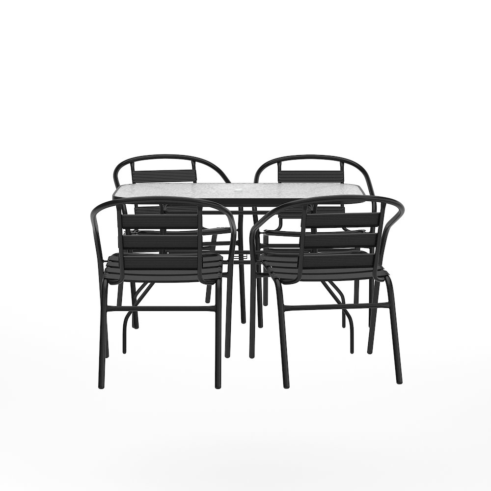 Commercial Grade Outdoor Patio Dining Set With Table and Four Chairs
