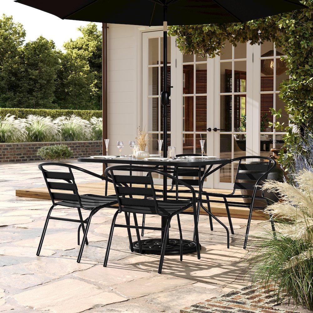 Commercial Grade Outdoor Patio Dining Set With Table and Four Chairs