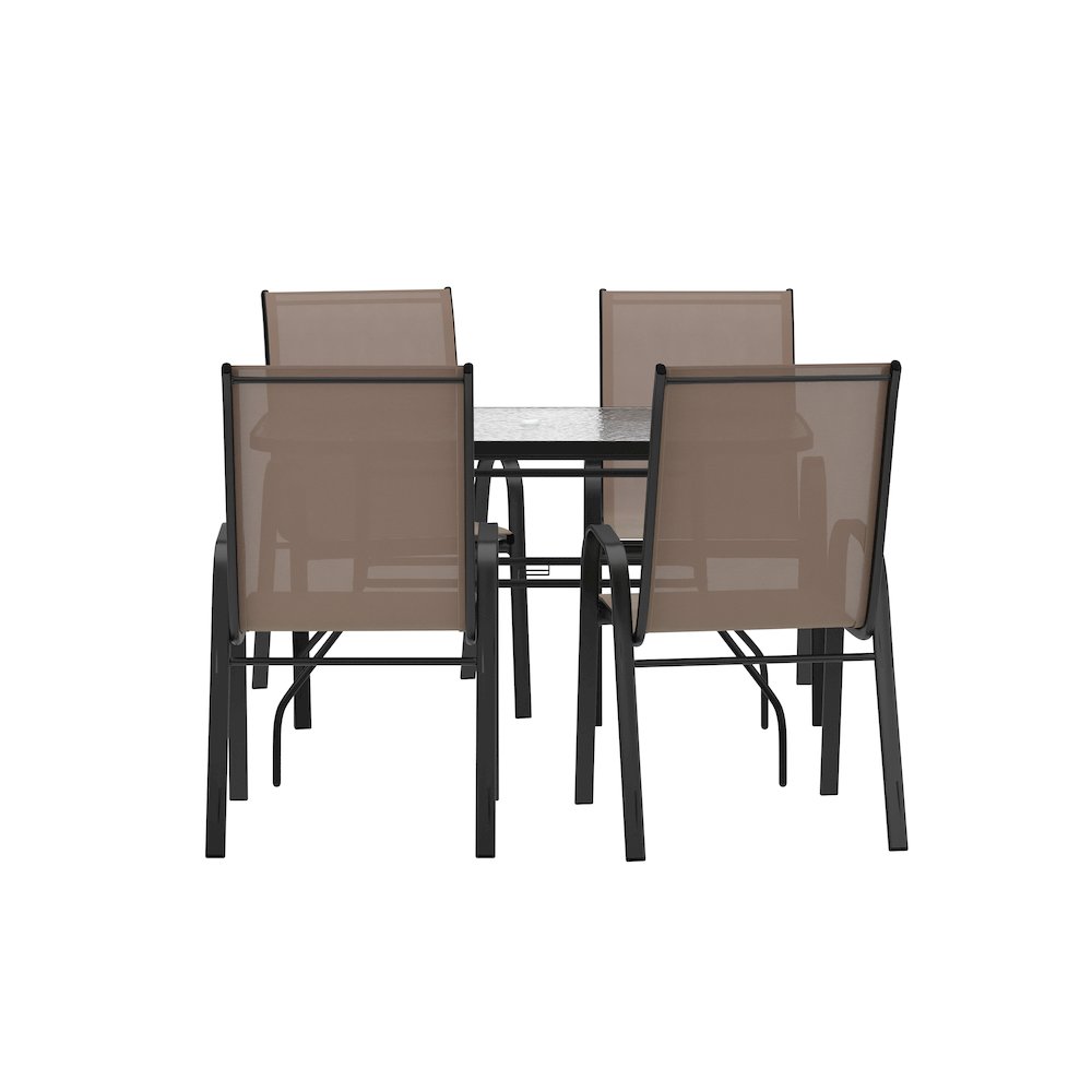 5 Piece Patio Dining Set with Patio Table with 4 Chairs