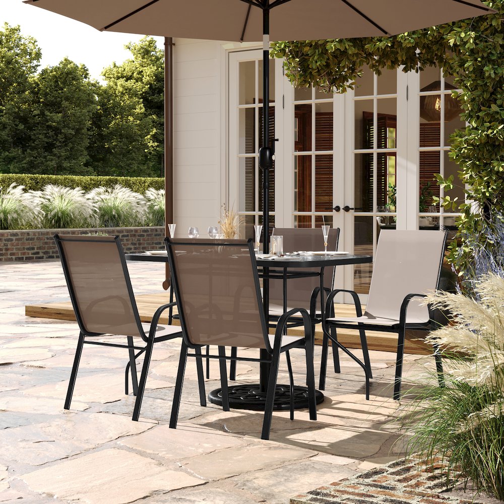 5 Piece Patio Dining Set with Patio Table with 4 Chairs