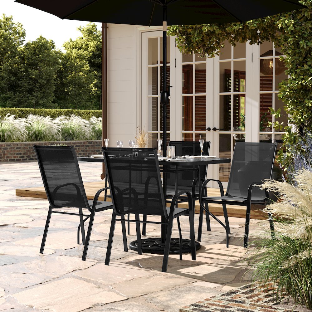 5 Piece Patio Dining Set with Patio Table with 4 Chairs