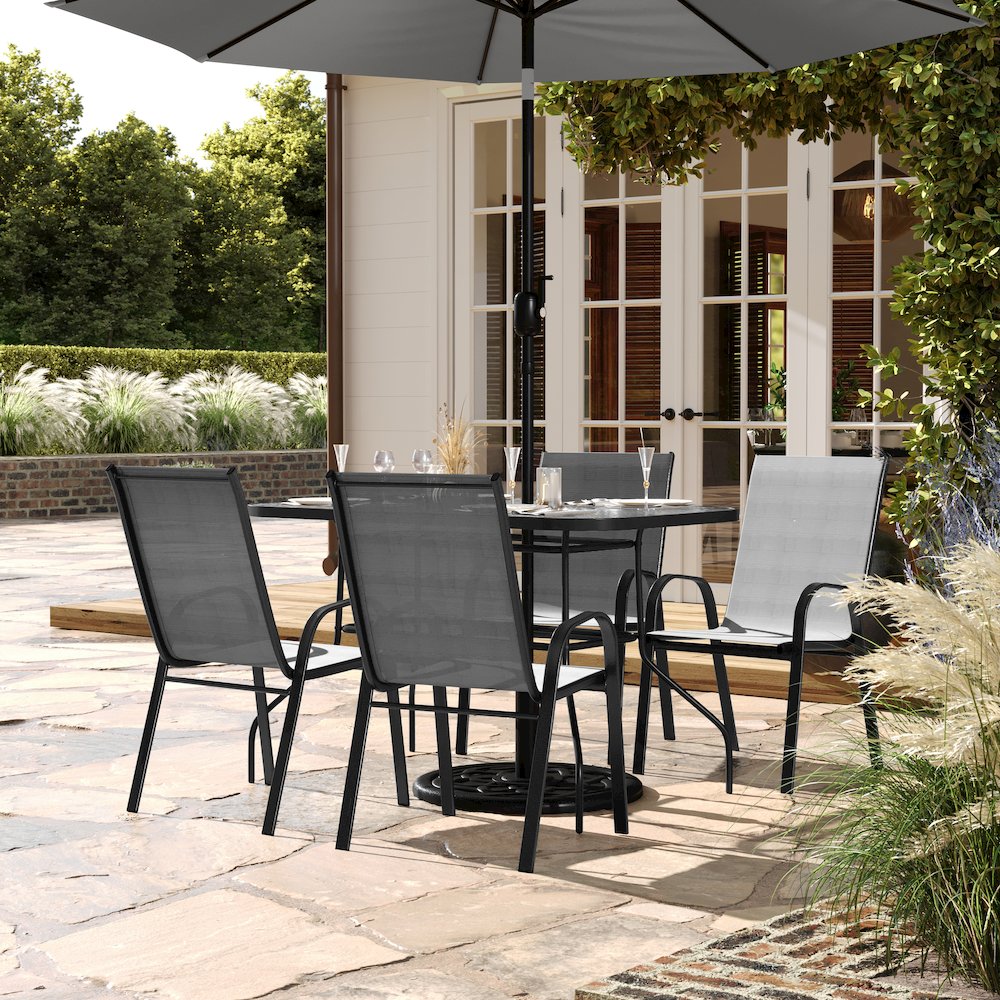 5 Piece Patio Dining Set with Patio Table with 4 Chairs