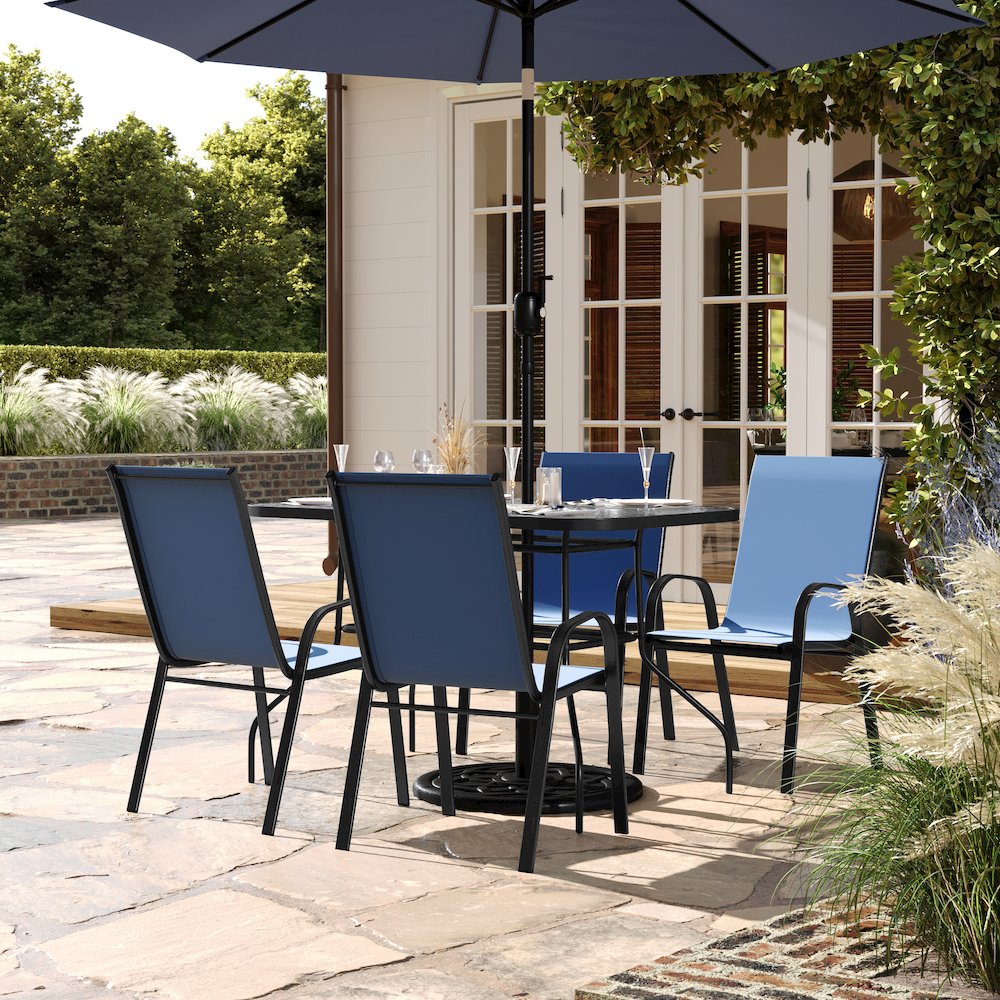 5 Piece Patio Dining Set with Patio Table with 4 Chairs