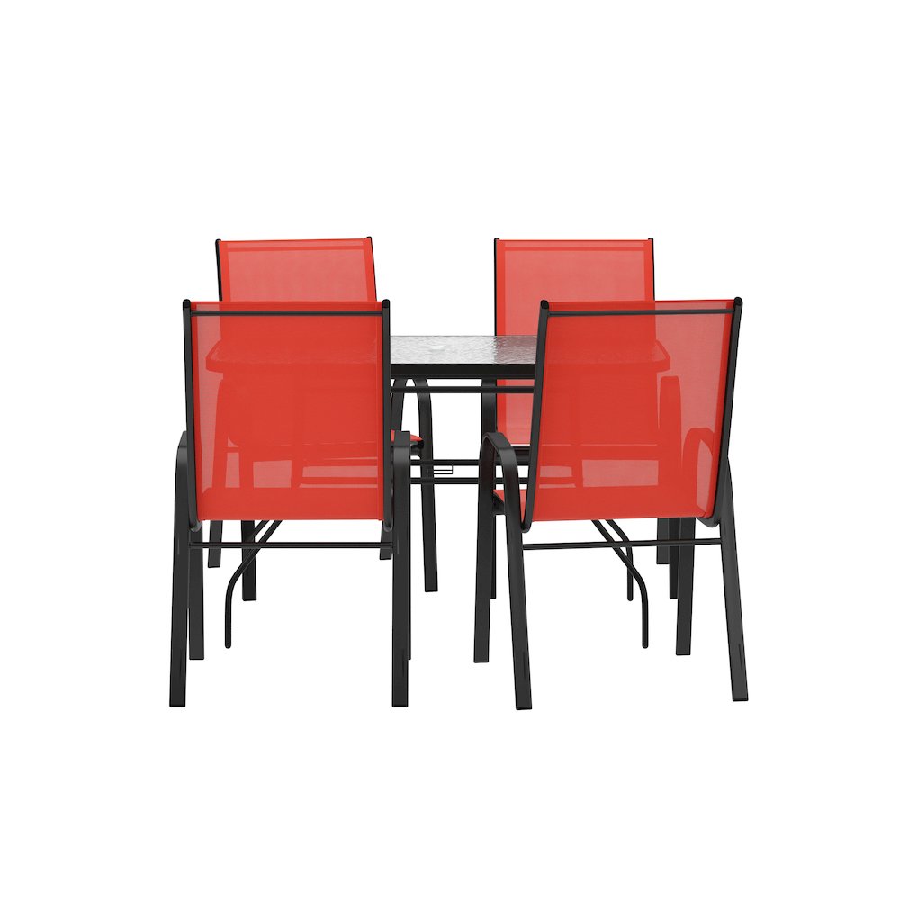 5 Piece Patio Dining Set with Patio Table with 4 Chairs