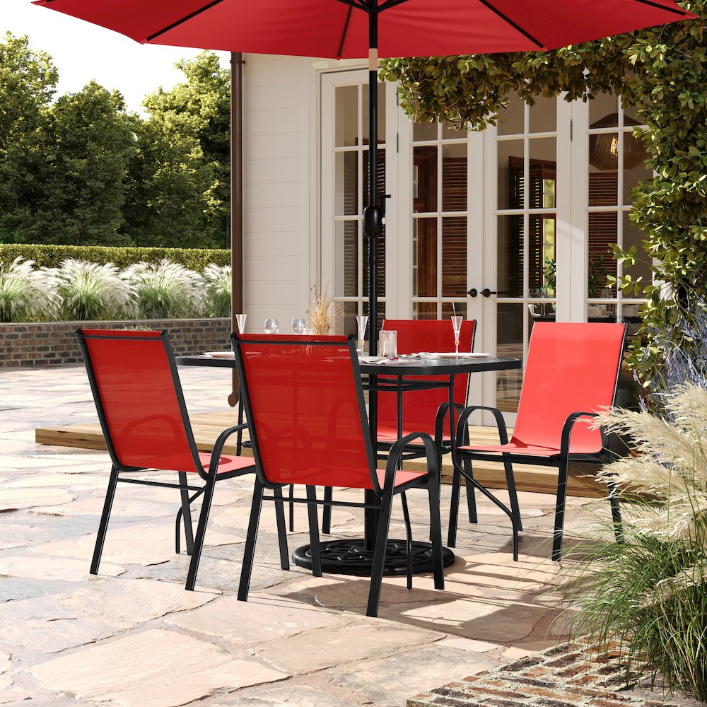 5 Piece Patio Dining Set with Patio Table with 4 Chairs