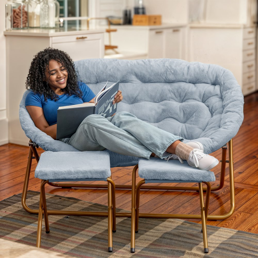 Aqua Fabric/Soft Gold Frame