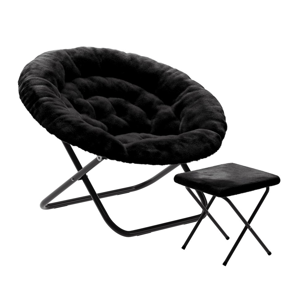 Oversized Folding Saucer Chair with Ottoman