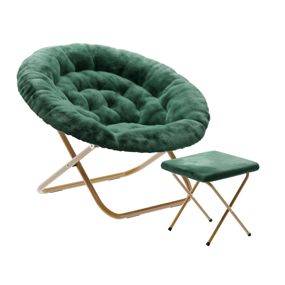 Oversized Folding Saucer Chair with Ottoman