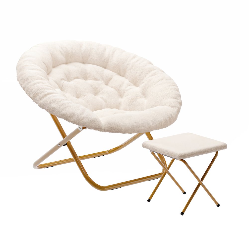 Oversized Folding Saucer Chair with Ottoman