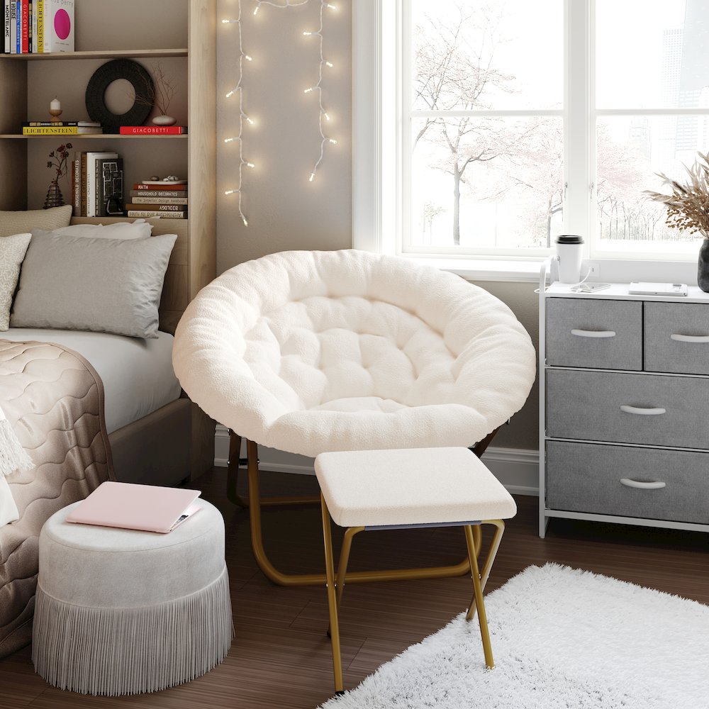 Oversized Folding Saucer Chair with Ottoman