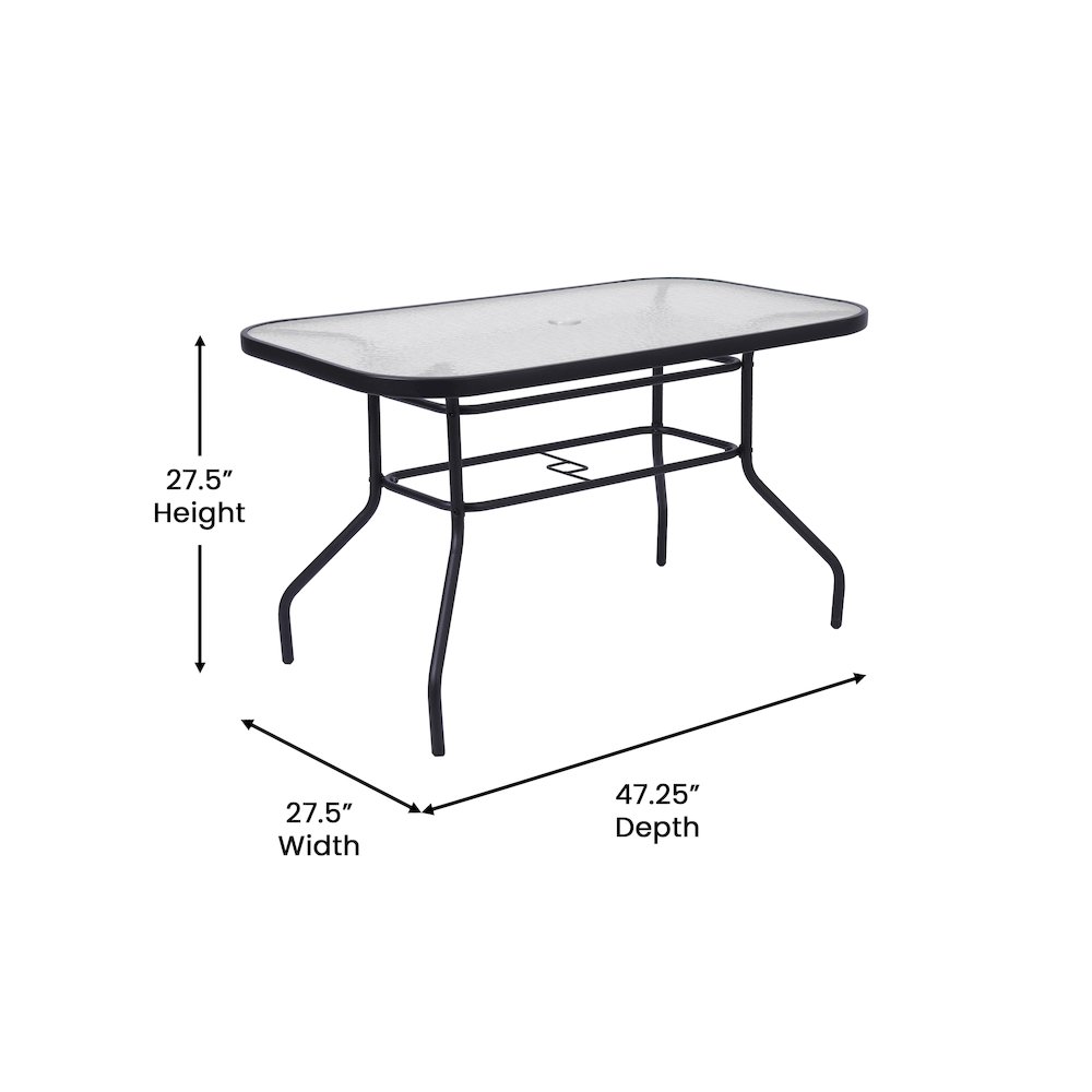 Rectangular Glass Patio Table With Seating for 4