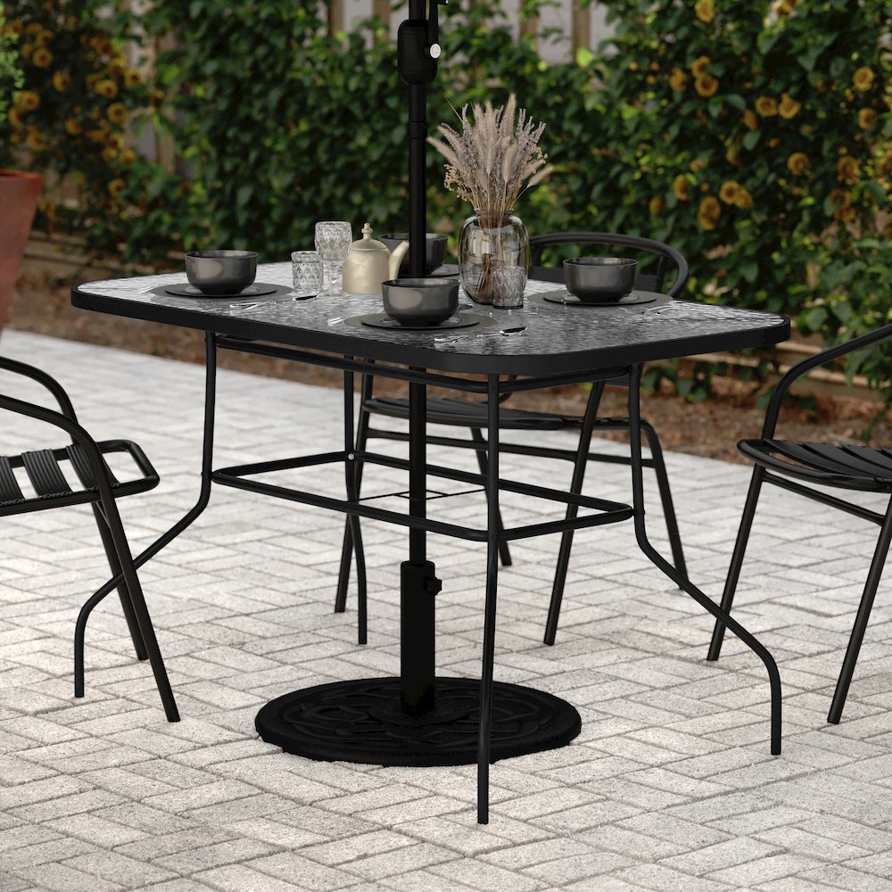 Rectangular Glass Patio Table With Seating for 4
