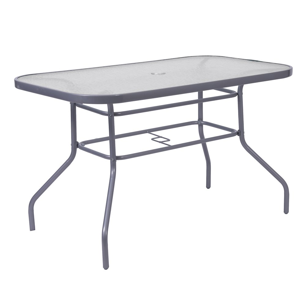 Rectangular Glass Patio Table With Seating for 4