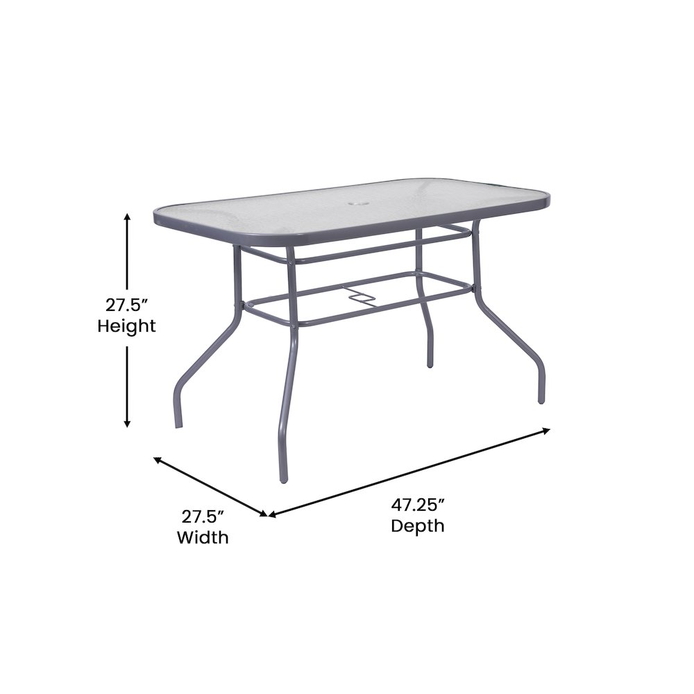 Rectangular Glass Patio Table With Seating for 4