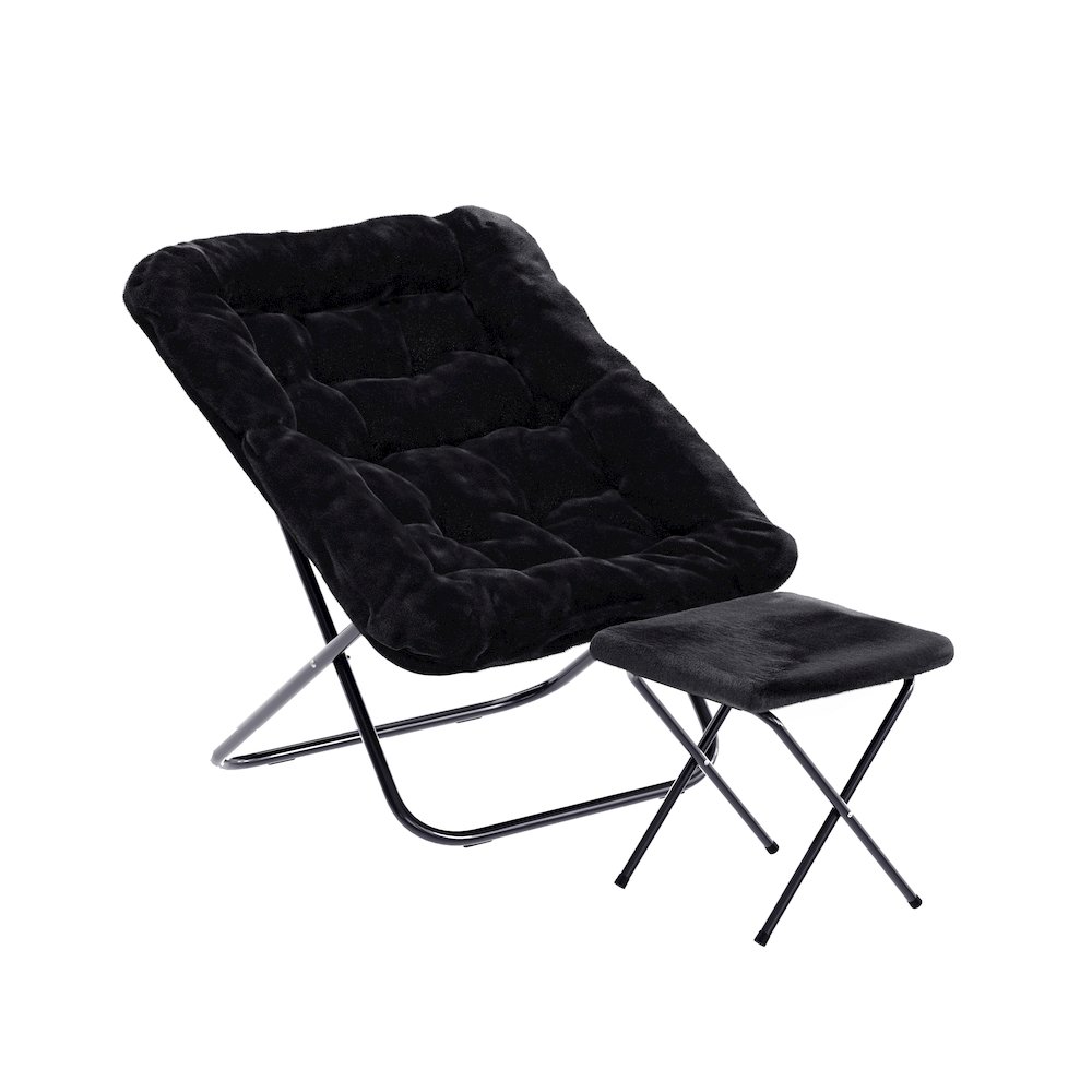 Oversized Folding Saucer Chair with Ottoman