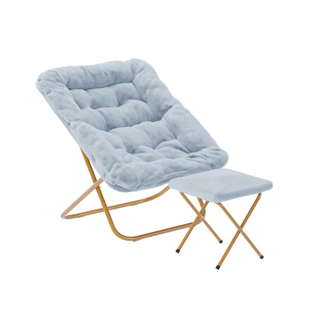 Oversized Folding Saucer Chair with Ottoman