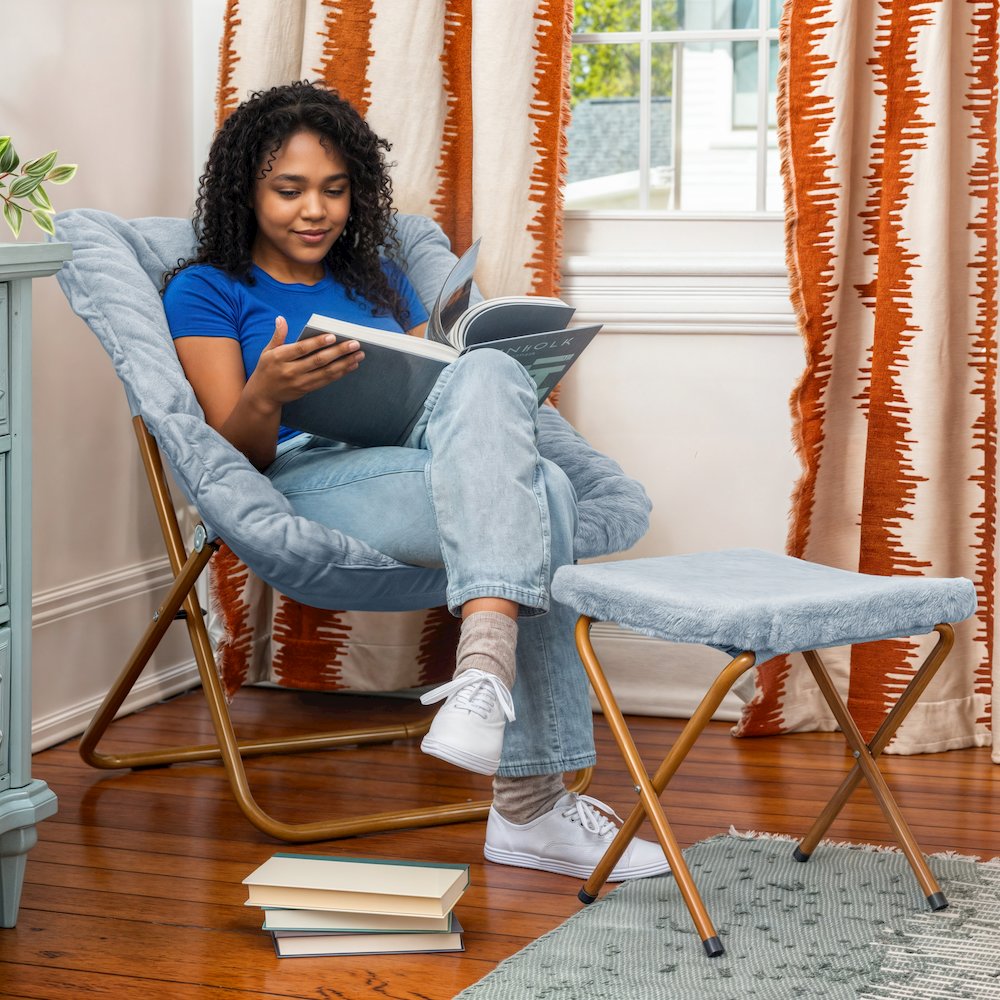 Aqua Fabric/Soft Gold Frame