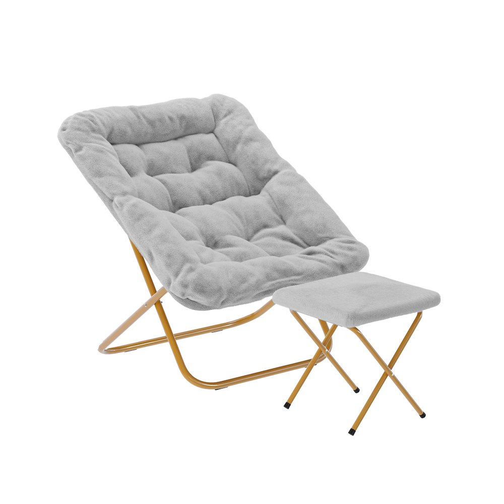 Oversized Folding Saucer Chair with Ottoman