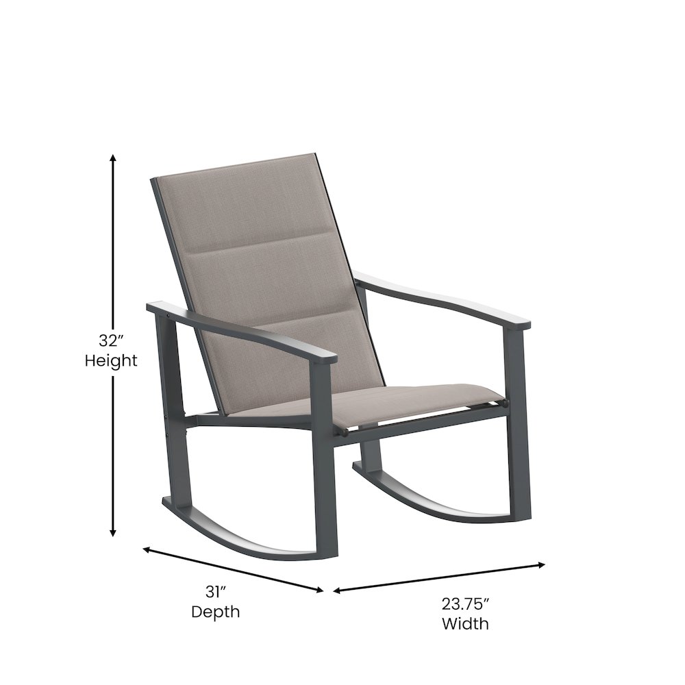 Modern 3 Piece Outdoor Rocking Chairs and Table Set