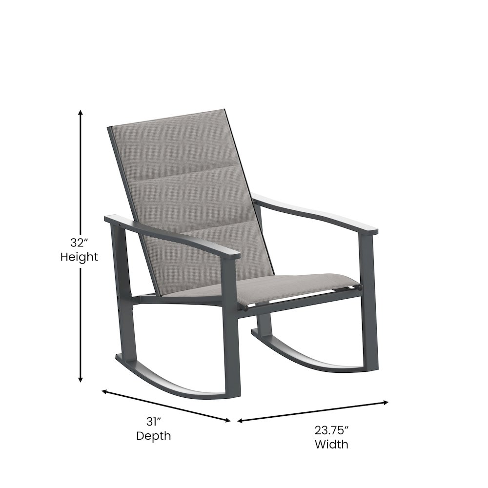Modern 3 Piece Outdoor Rocking Chairs and Table Set