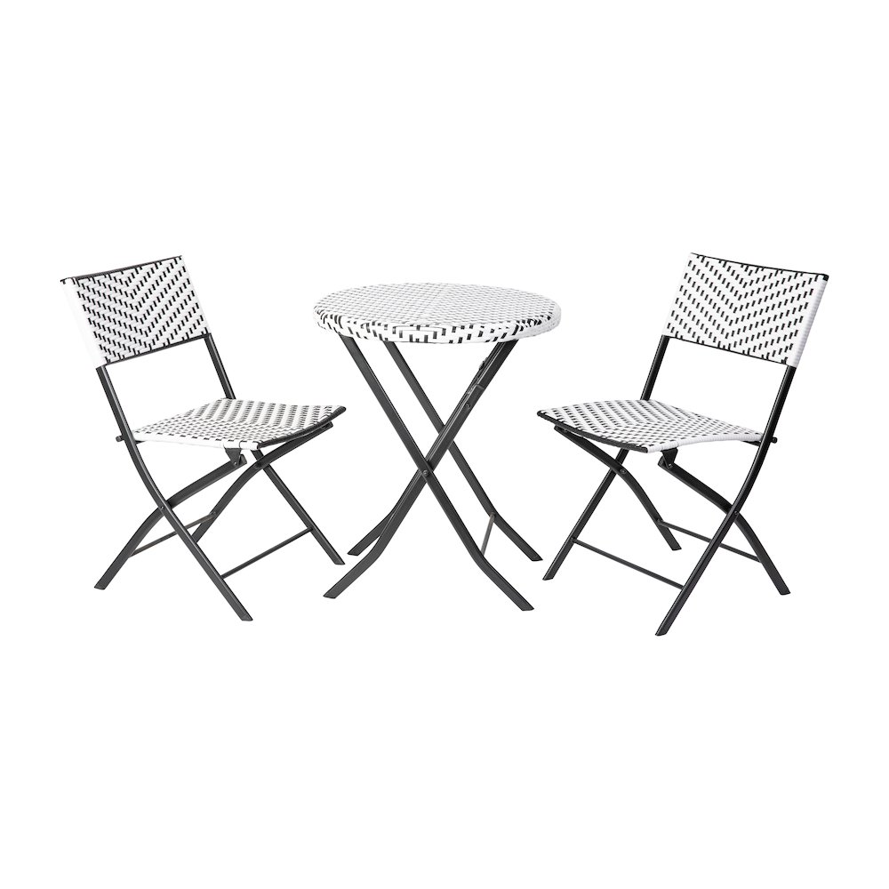 Modern 3 Piece Folding French Bistro Table and Chairs Set