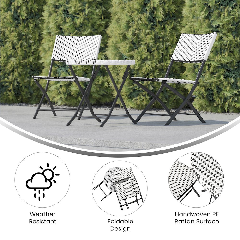 Modern 3 Piece Folding French Bistro Table and Chairs Set