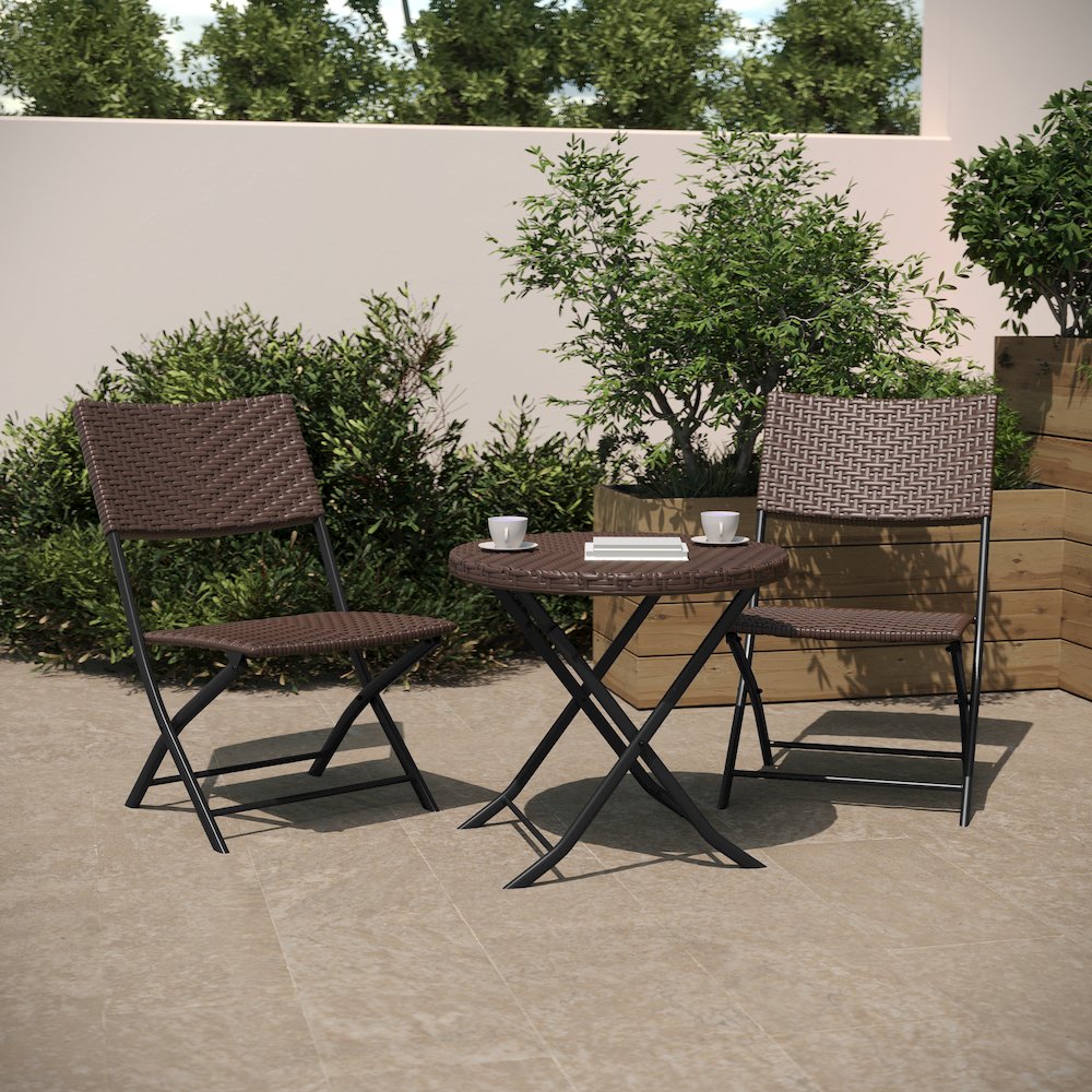 Modern 3 Piece Folding Bistro Table and Chairs Set