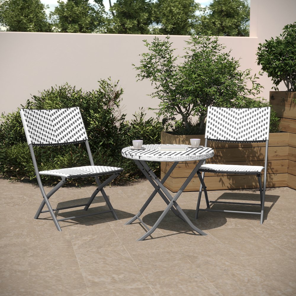 Modern 3 Piece Folding Bistro Table and Chairs Set