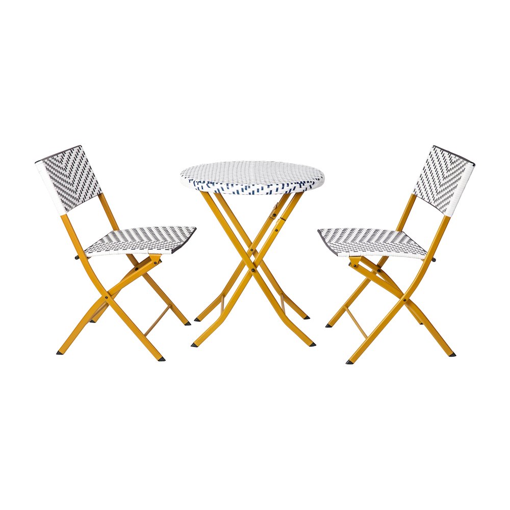 Modern 3 Piece Folding French Bistro Table and Chairs Set
