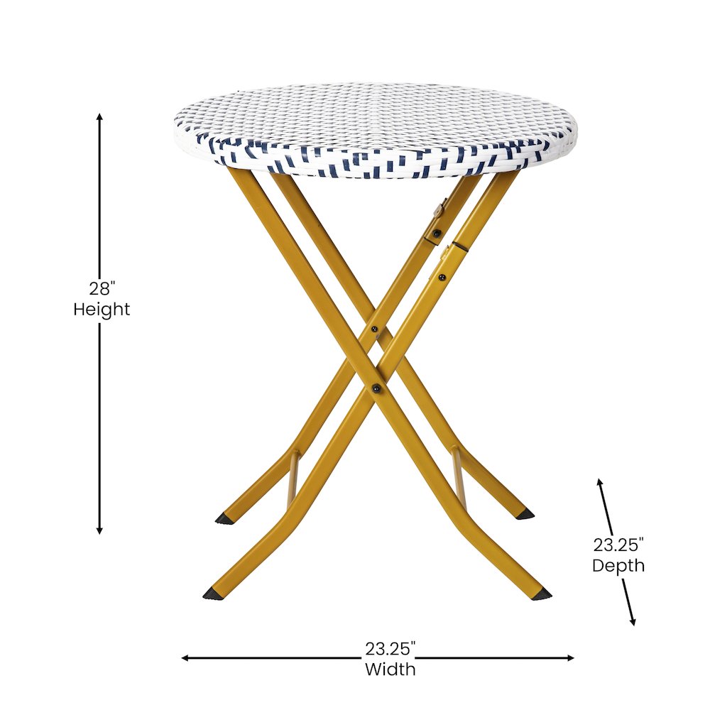 Modern 3 Piece Folding French Bistro Table and Chairs Set