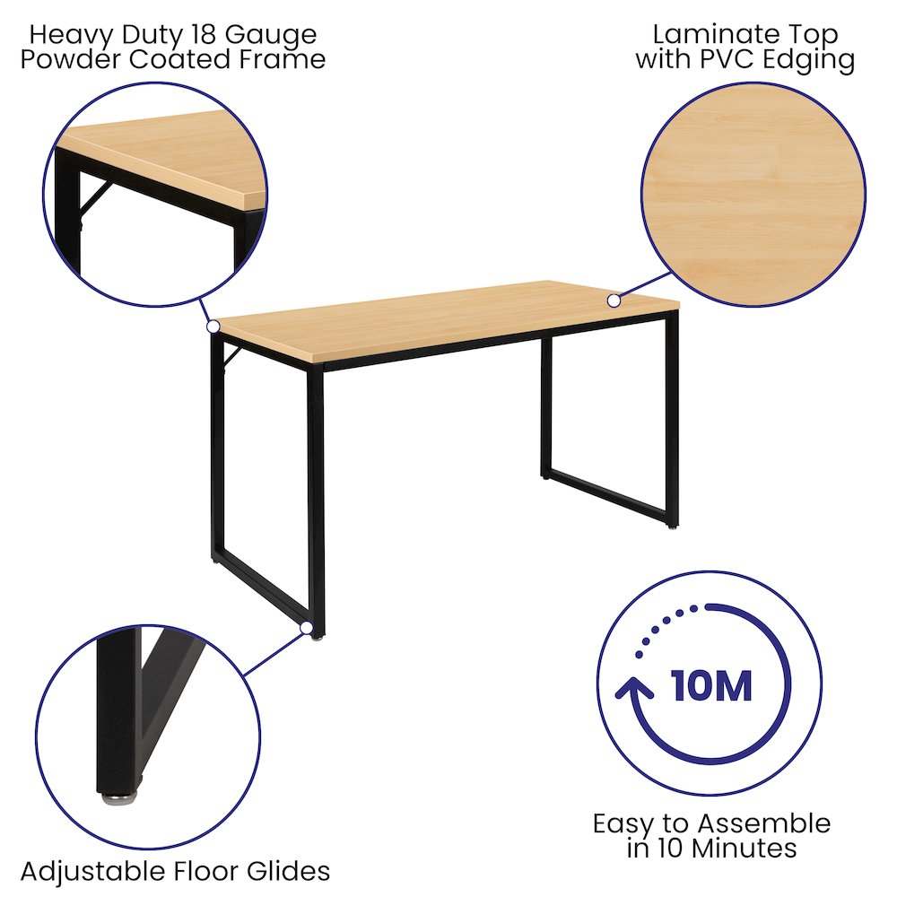 Office Computer Desk and Home Office Desk – 47″ Long (Maple/Black)