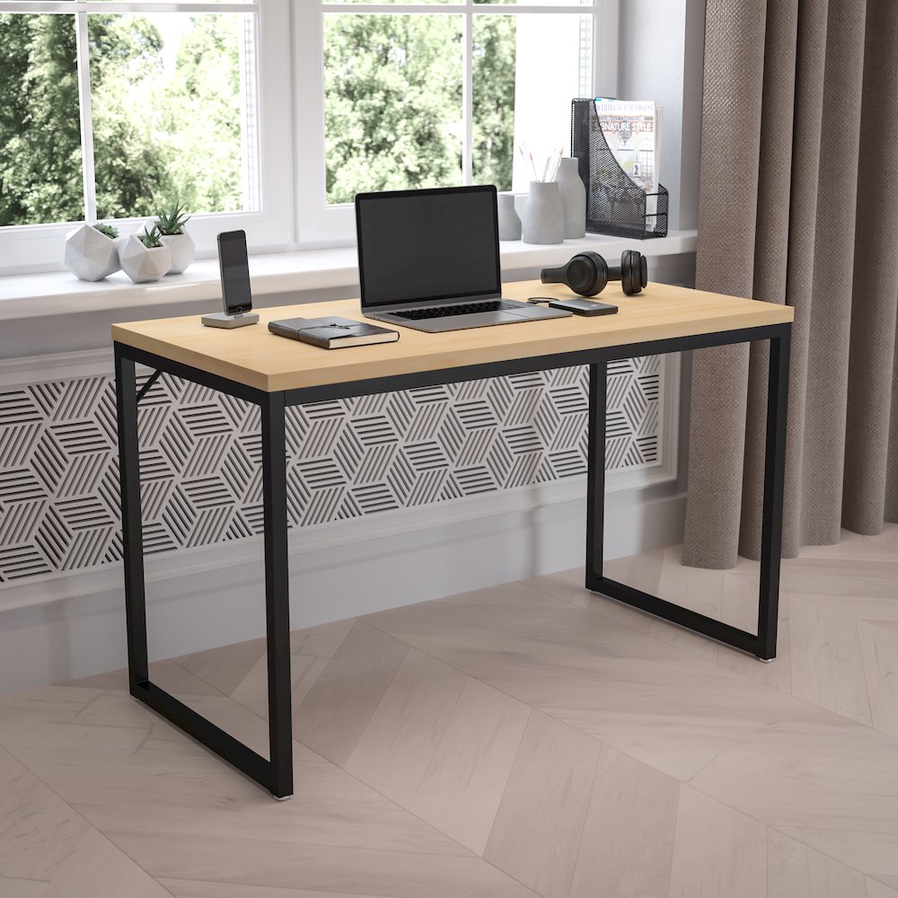 Office Computer Desk and Home Office Desk – 47″ Long (Maple/Black)