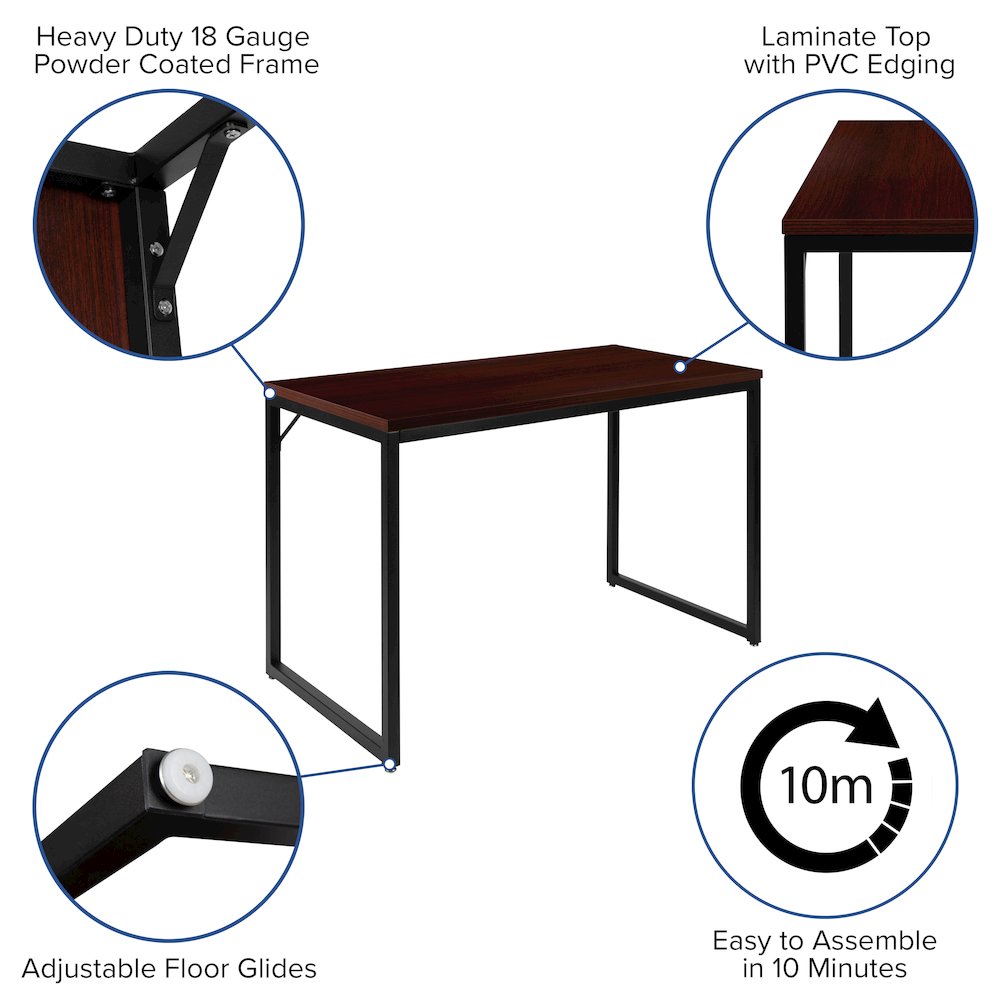 Office Computer Desk and Home Office Desk – 47″ Long (Mahogany/Black)