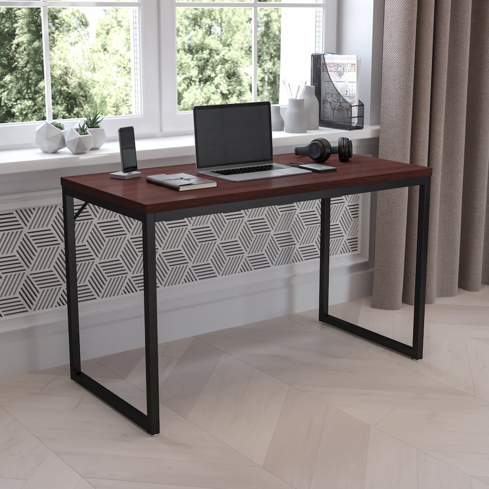 Office Computer Desk and Home Office Desk – 47″ Long (Mahogany/Black)