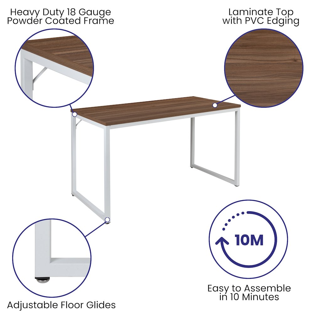 Office Computer Desk and Home Office Desk – 47″ Long (Walnut/White)