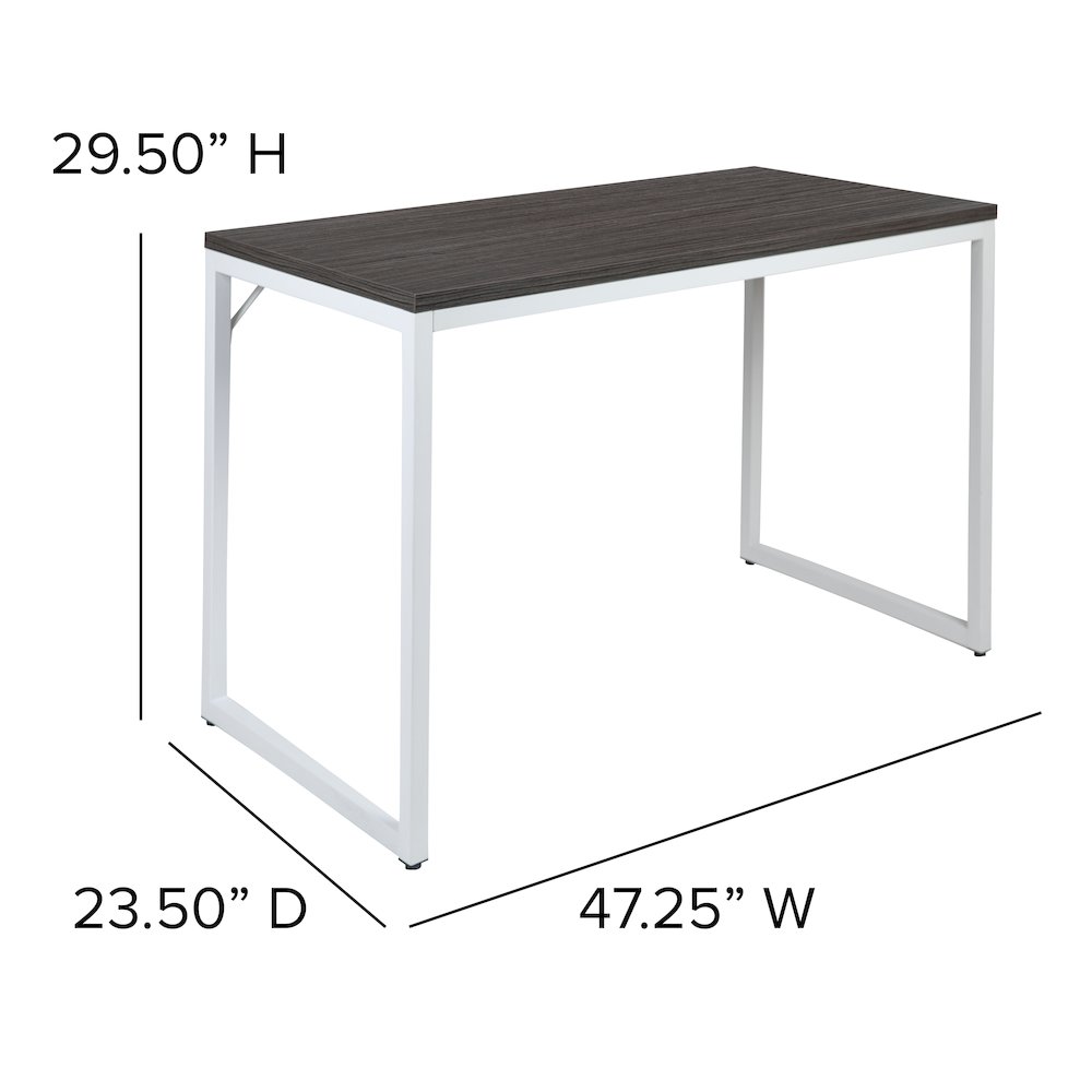 Tiverton Office Computer Desk and Home Office Desk – 47″ Long (Gray/White)
