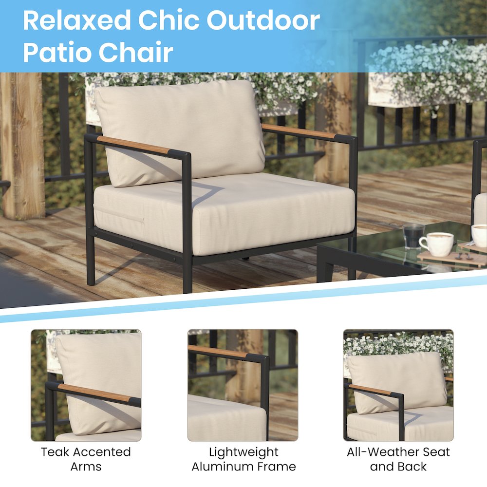 Black with Beige Cushions