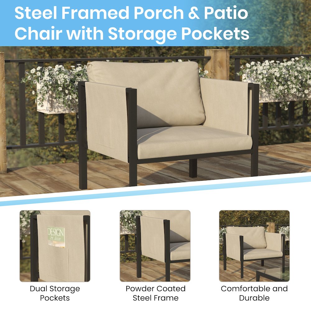 Black with Beige Cushions