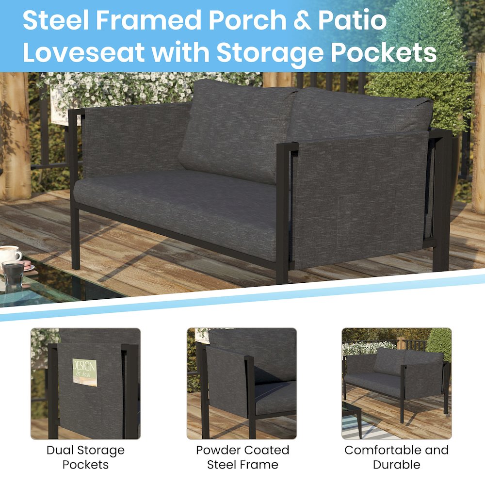 Black with Charcoal Cushions