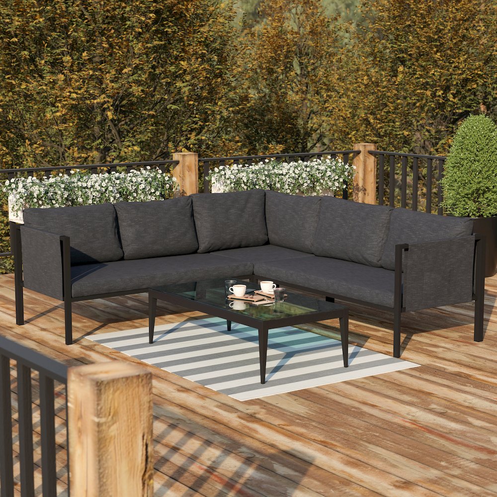 Black with Charcoal Cushions